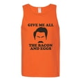 thumbnail image 2 of Parks and Recreations Give Me All The Bacon and Eggs Pop Male Graphic Tank Top, Orange, Small, 2 of 3