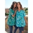 thumbnail image 2 of Roaman's Women's Plus Size Angelina Crinkle Crepe Y-Neck Short Sleeve Tunic, 2 of 6