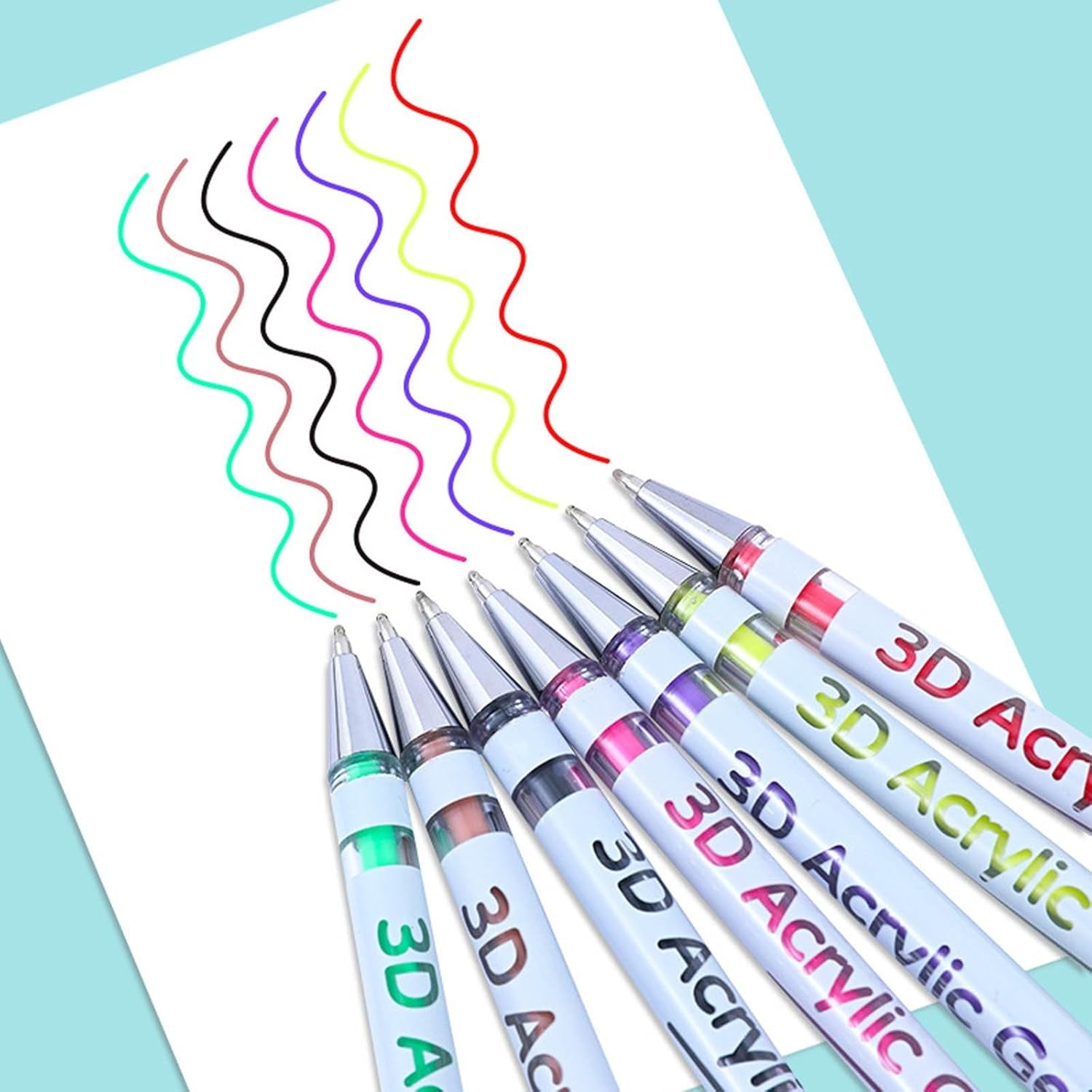 3D Acrylic Gel Pens, Coloring Paint Pen, 1.0 Fine Tip Muticolor Marker Art Set for Black Paper, Acrylic Gel Ink Pen Assorted Colored for Doodle, Drawing, DIY Projects, Crafts Art Supplies