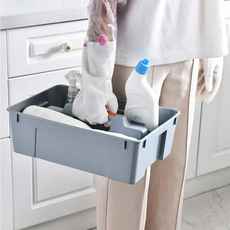 

2-Compartment Plastic Cleaning Caddy – Commercial Quality Plastic Tool Organizer W/Handle For Cleaning Bathroom Floors & Windows