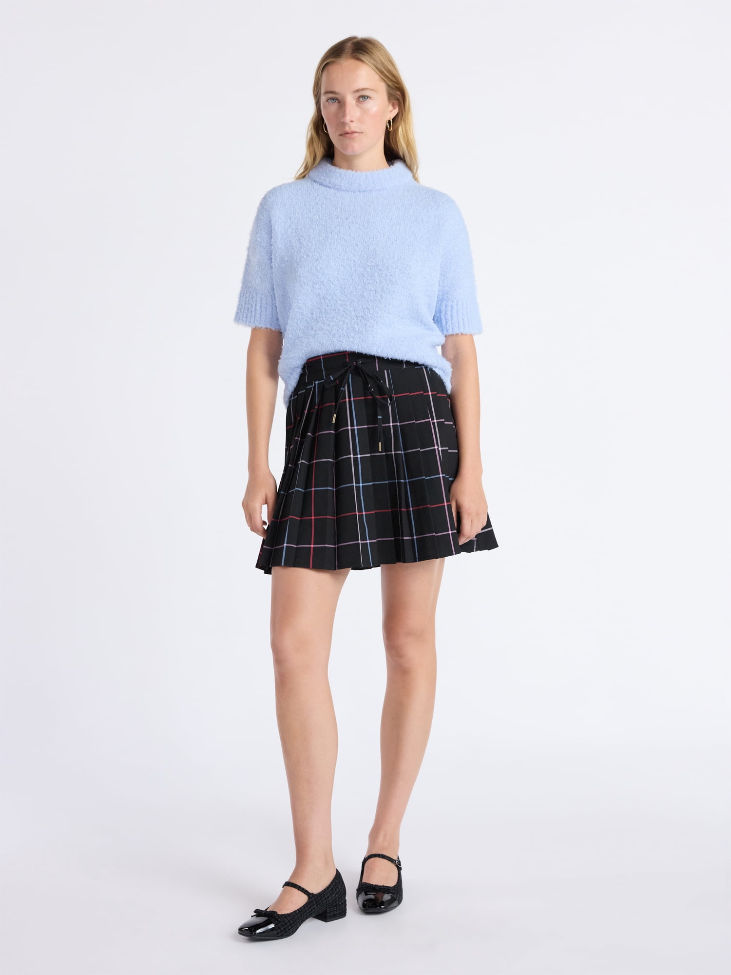 Free Assembly Women's Mock Neck Wedge Sweater with Short Sleeves, Sizes XS-XXL