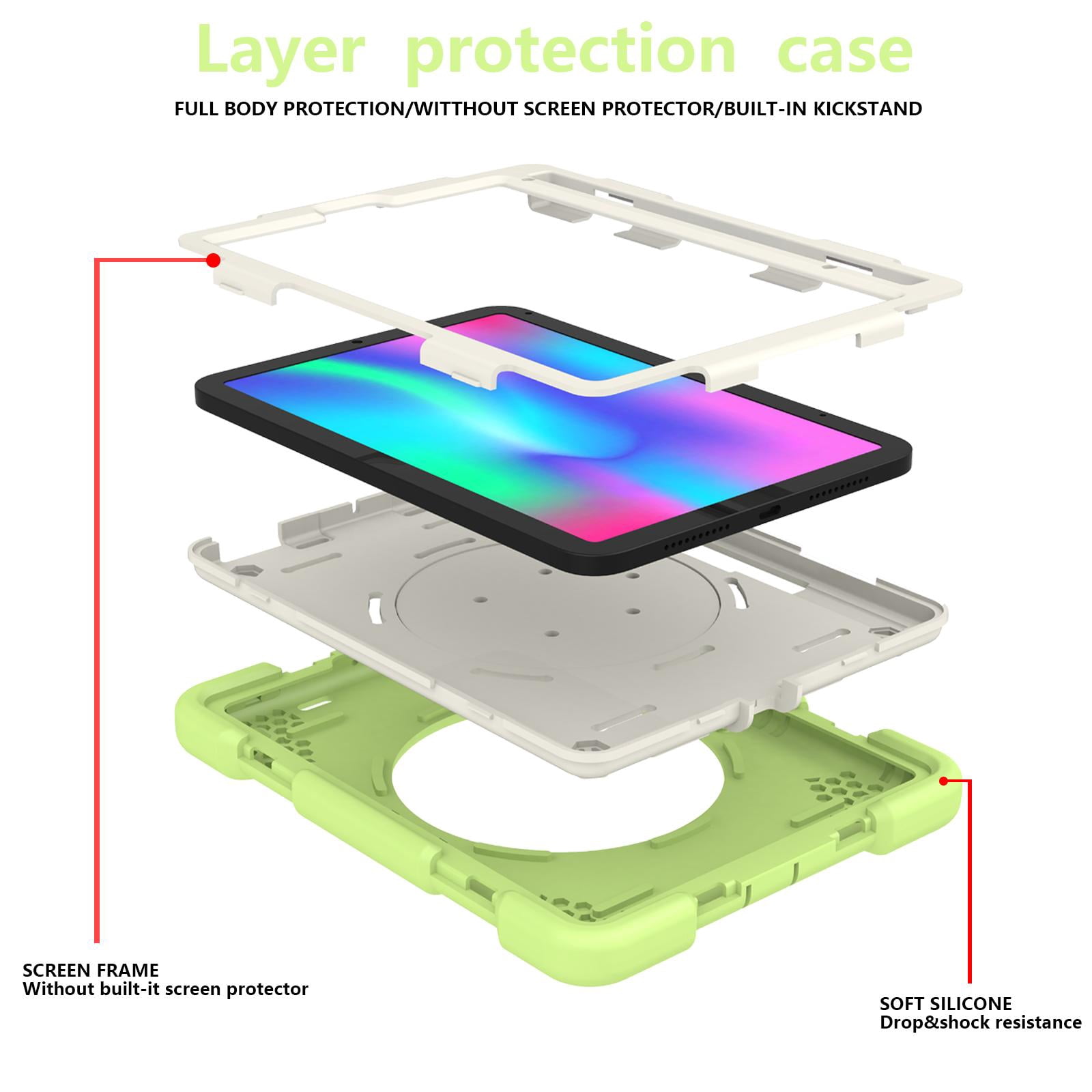 Allytech iPad mini 6th Gen Case Kids, Shoulder Strap Kickstand Heavy Duty Shockproof Handle Hybrid PC TPU Rugged Protective Pencil Holder Case Cover for Apple iPad mini 6 8.3" 2021 -Matchagreen