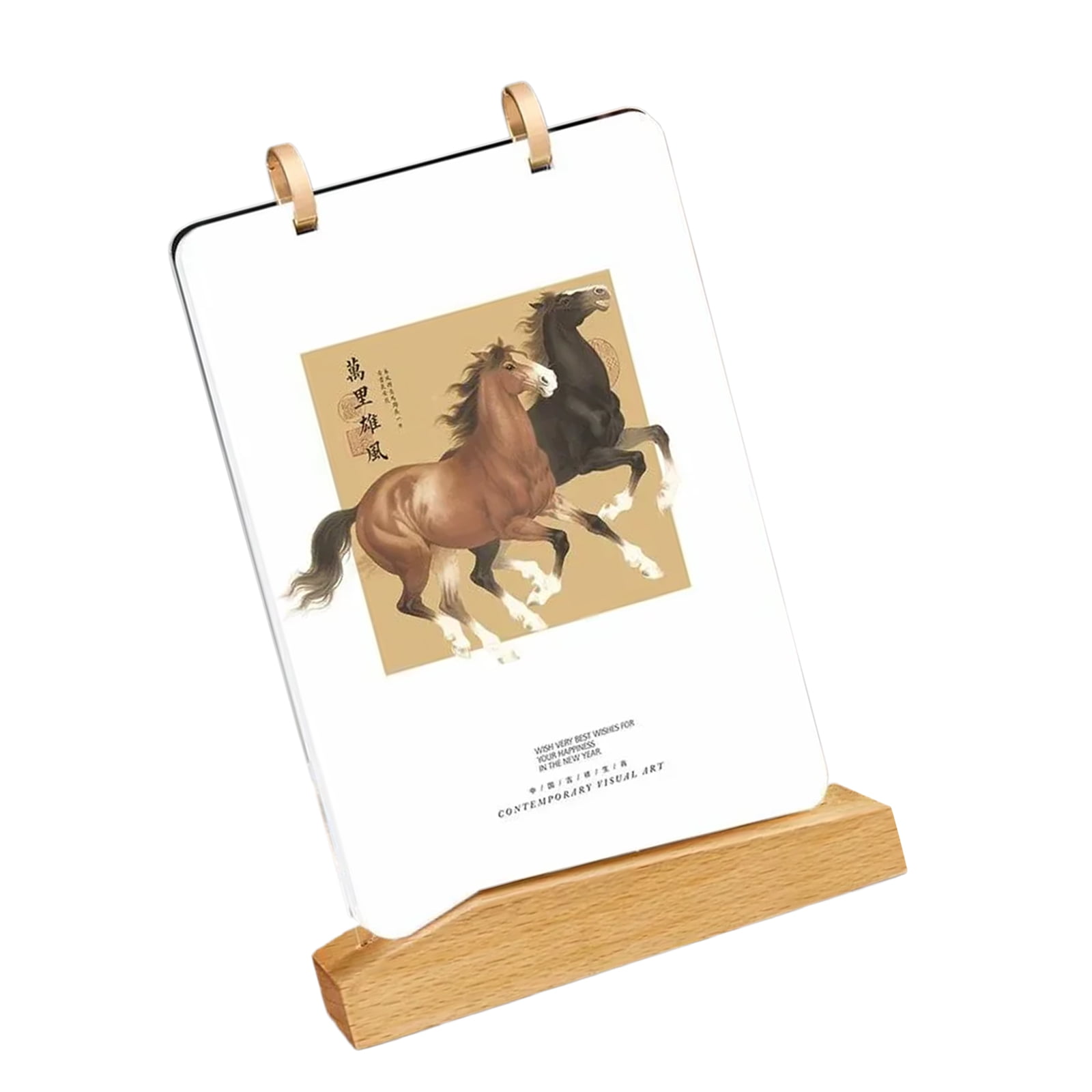 2026 Desktop Monthly Flipping Calendar 2026 Year of Horse Calendar With Acrylic And Wooden Frame for Home Decoration