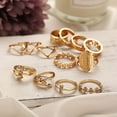 thumbnail image 2 of Vintage Geometric Ring Set Alloy Gems Inlay Jewelry, 2 of 8