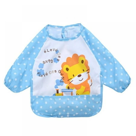 

6-36 Months Long Sleeved Baby Bibs Waterproof Feeding Infant Toddler Bids with Pockets Cloth