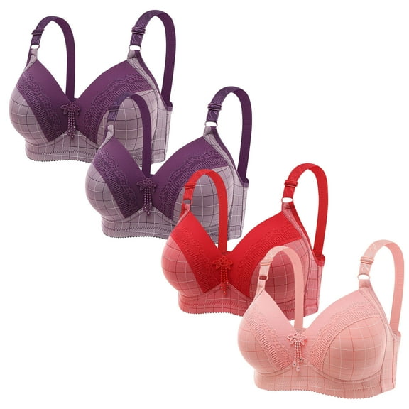 Ltctricy 4PCS No Underwire Bras for Women Push up Full Coverage Everyday Bralettes Comfortable Wireless Bras