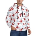 thumbnail image 2 of Kdxio Cartoon Lobsters Print Mens Casual Hooded Collar Drawstring Hoodies Pullover Sweatshirts Casual Long Sleeve Shirts-Large, 2 of 7