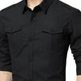 thumbnail image 3 of Generic Men's Cotton Cargo Shirts Casual Solid Color Long Sleeve Button Down Dress Outdoor Hiking Tactical Shirt, 3 of 5