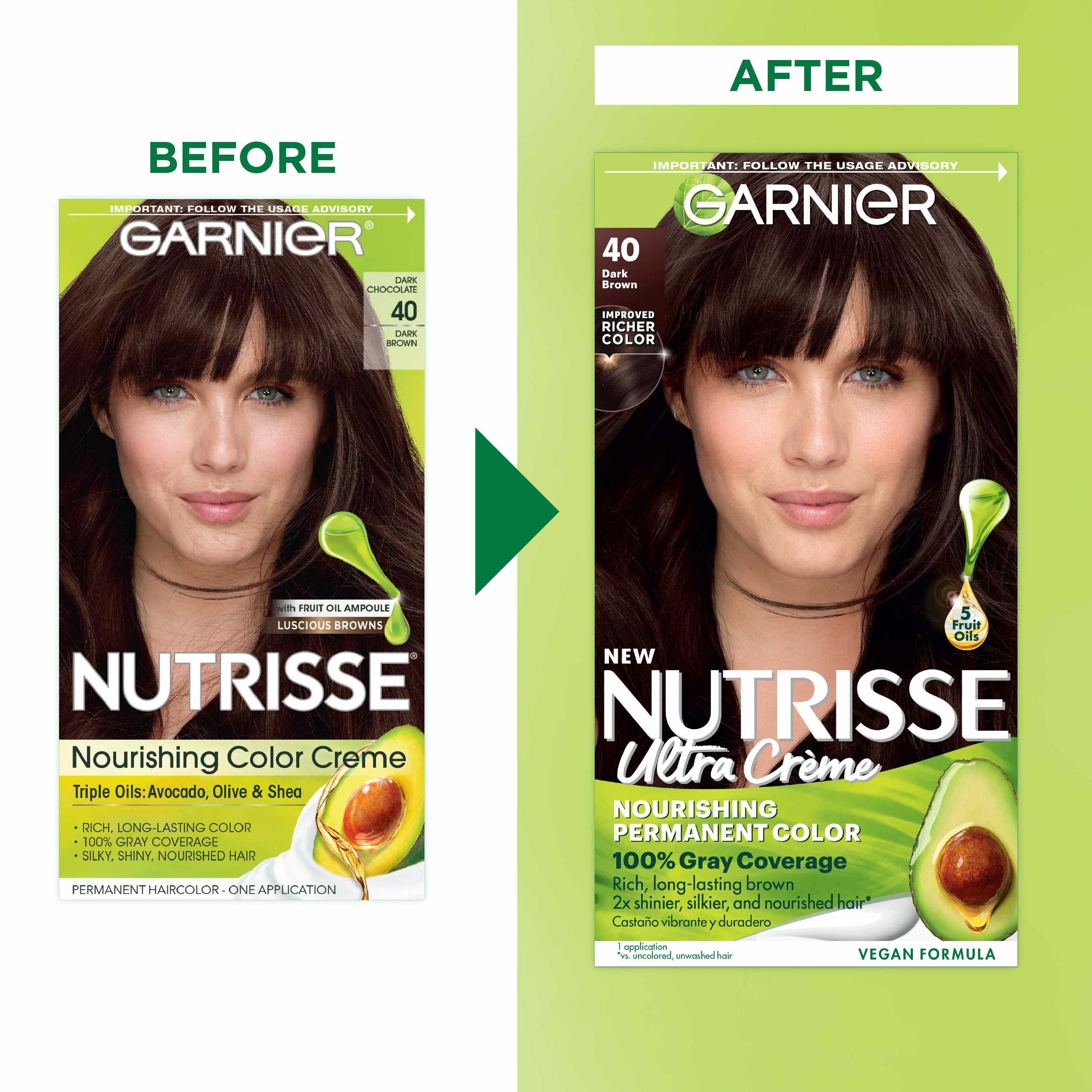 Garnier Nutrisse Nourishing Hair Color Creme, 040 Dark Brown Dark Chocolate - image 3 of 11