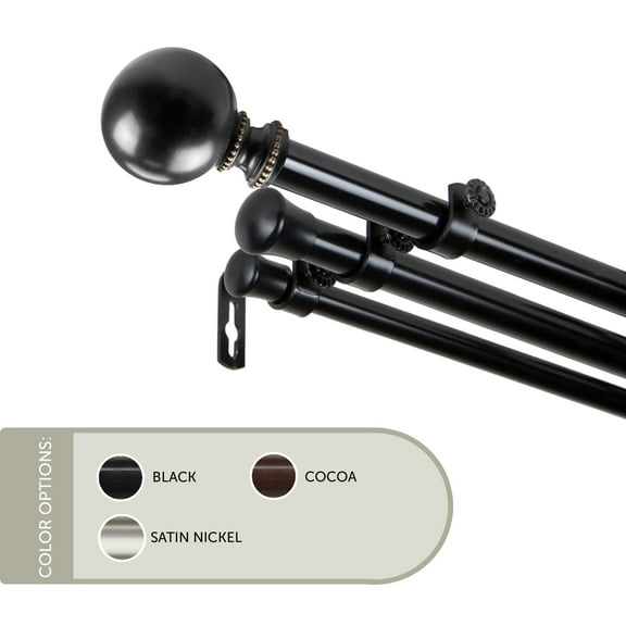 13/16 inch Lex Triple Curtain Rod 48-84" - Black