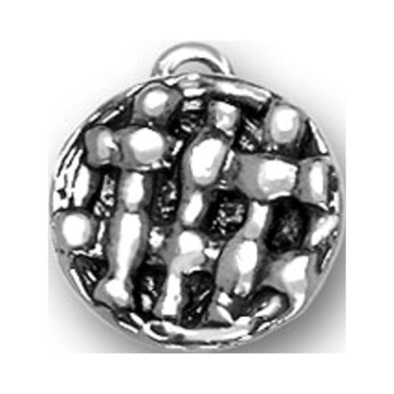 Sterling Silver 16" .8mm Box Chain 3D Criss Cross Layered Pie Pendant Necklace