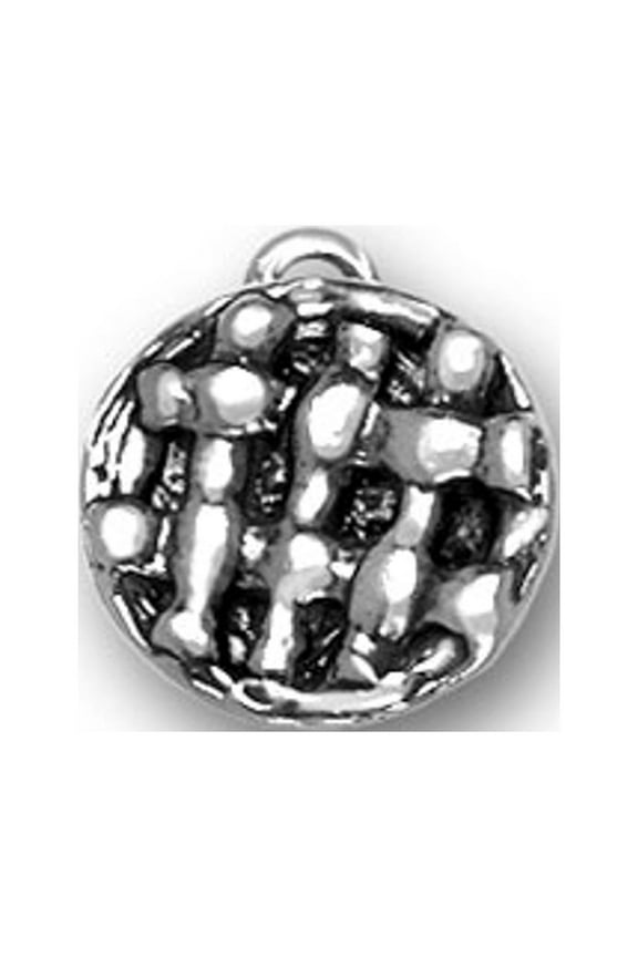 Sterling Silver 7" 4.5mm Charm Bracelet With Attached 3D Kitchen Criss Cross Layered Pie Cooking Charm