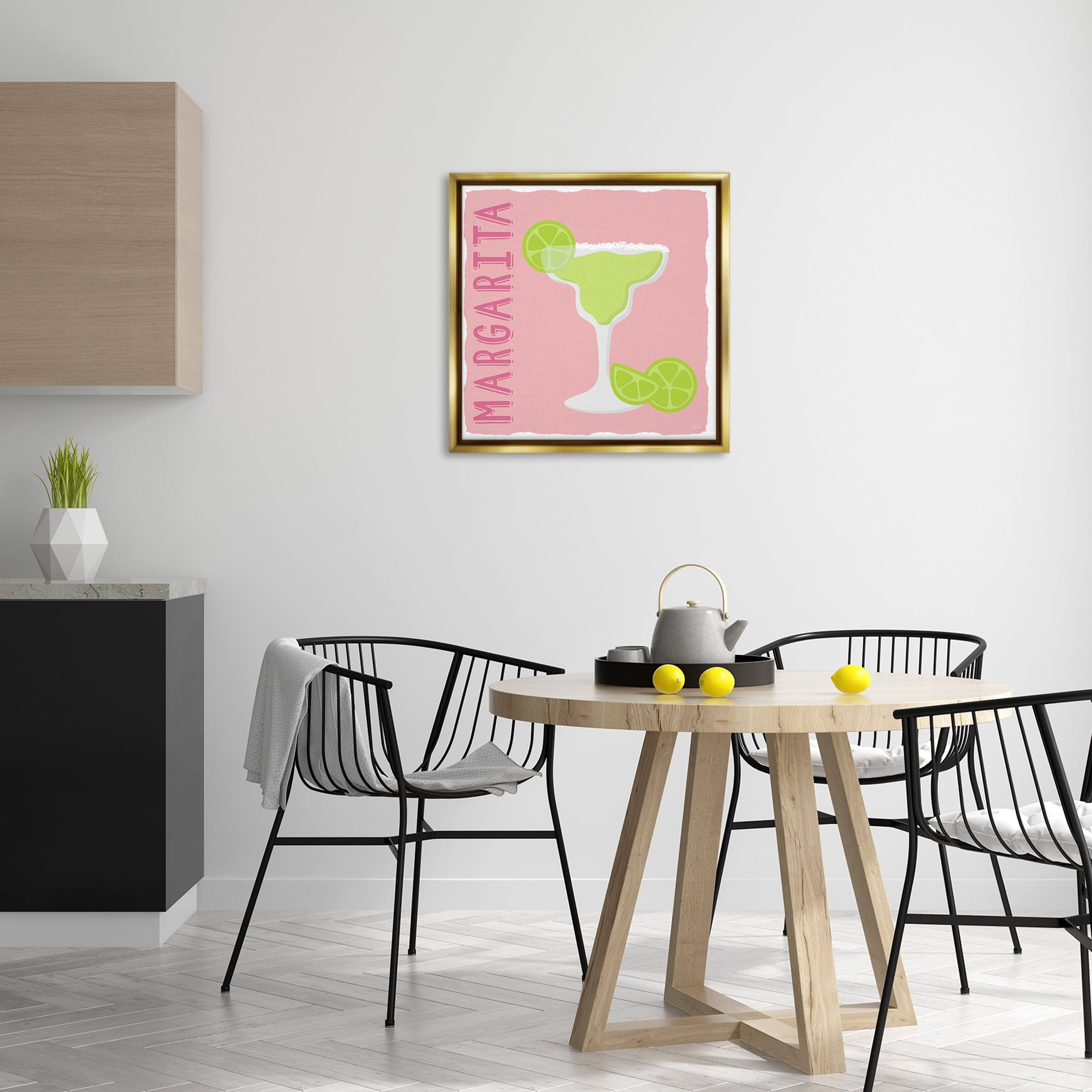 Stupell Industries Margarita Cocktail with Limes Food & Beverage Painting Gold Floater Framed Canvas Art Print Wall Art, 25 x 25