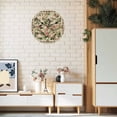 thumbnail image 2 of Wall Clock Pink Floral Bird Clocks PVC Silent Non-Ticking Battery Operated Decorative Green Leaves Branches Linen Round Clock for Home Living Room Kitchen Bedroom Office School Wall Decor 10 Inch, 2 of 9