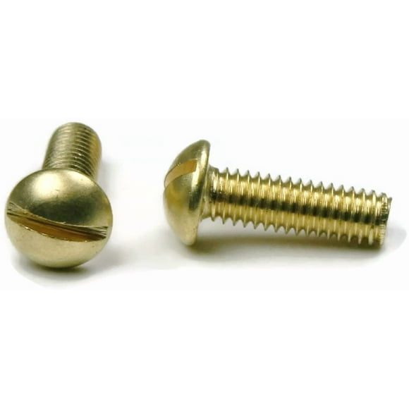 #8 x 3/8 Brass Machine Screw Round Head Slotted Drive - (Pack of 100 pcs), Solid Brass Plain Finish, Length: 3/8 inches, Thread Size: #8-32, Coarse Thread UNC