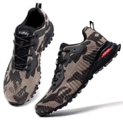 Kricely Men's Trail Running Shoes Fashion Hiking Sneakers for Men Camo Tennis Cross Training Shoe Mens Casual Outdoor Walking Footwear Camouflage Size 9.5