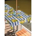 thumbnail image 2 of Outdoor Tablecloth with Umbrella Hole for Patio/Picnic/Party/Camping, Summer Lemons Waterproof Table Cloth Square Cover Washable, Vintage Watercolor Fruit Flowers Blue Striped (60"x 60"), 2 of 9