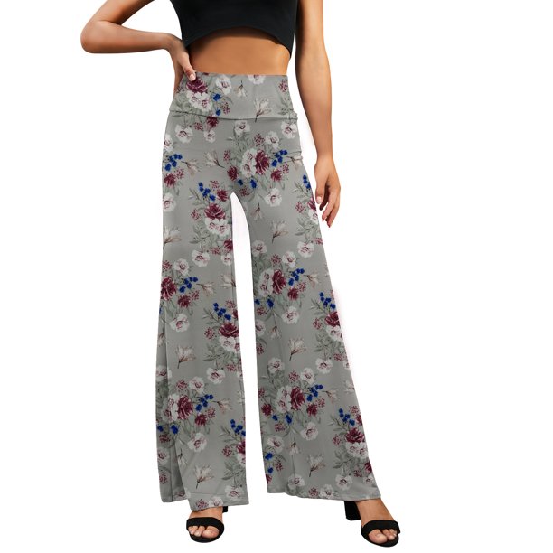 Doublju Women's Basic Comfy High Waist Wide Loose Leg Yoga Pajama Pants ...