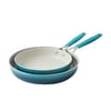 The Pioneer Woman Ceramic 2pk Skillet, 9" & 11" Ombre Teal