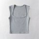 thumbnail image 5 of Women's Summer Square Neck Camisole Top Acrylic Fiber Casual Basic Crop Tank Top for Ladies and Teen Girls, 5 of 5