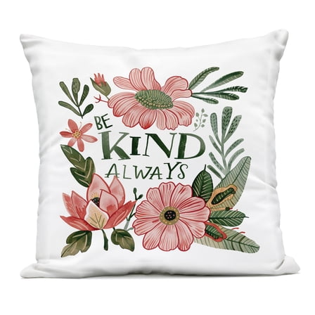 Stupell Industries Be Kind Always Greenery Outdoor Printed Pillow design by Lettered and Lined, 18 x 7 x 18