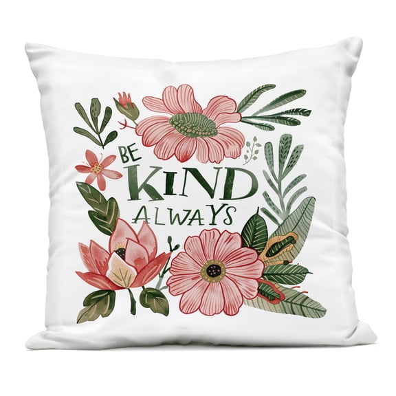 Stupell Industries Be Kind Always Greenery Outdoor Printed Pillow design by Lettered and Lined, 18 x 7 x 18