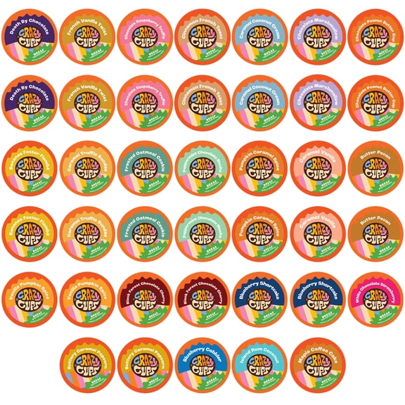 Crazy Cups Decaf Flavored Coffee Pods Variety Pack, 40 Count Premium Decaf K-Cup Pods, 35% More Coffee, 0 Calories, Compatible with Keurig Machines