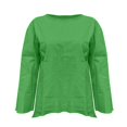 thumbnail image 2 of yunLCZ Women's Button Down Shirts Women's 202 Nine Point Sleeve Round Neck Cotton Linen Loose Casual Versatile Shirt Top T Shirt Women's Button Down Shirts, 2 of 4