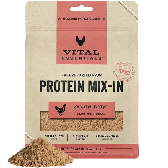 Vital Essentials Protein Mix-In Freeze-Dried Raw Chicken Recipe Ground Dog Food Topper, 6-oz bag