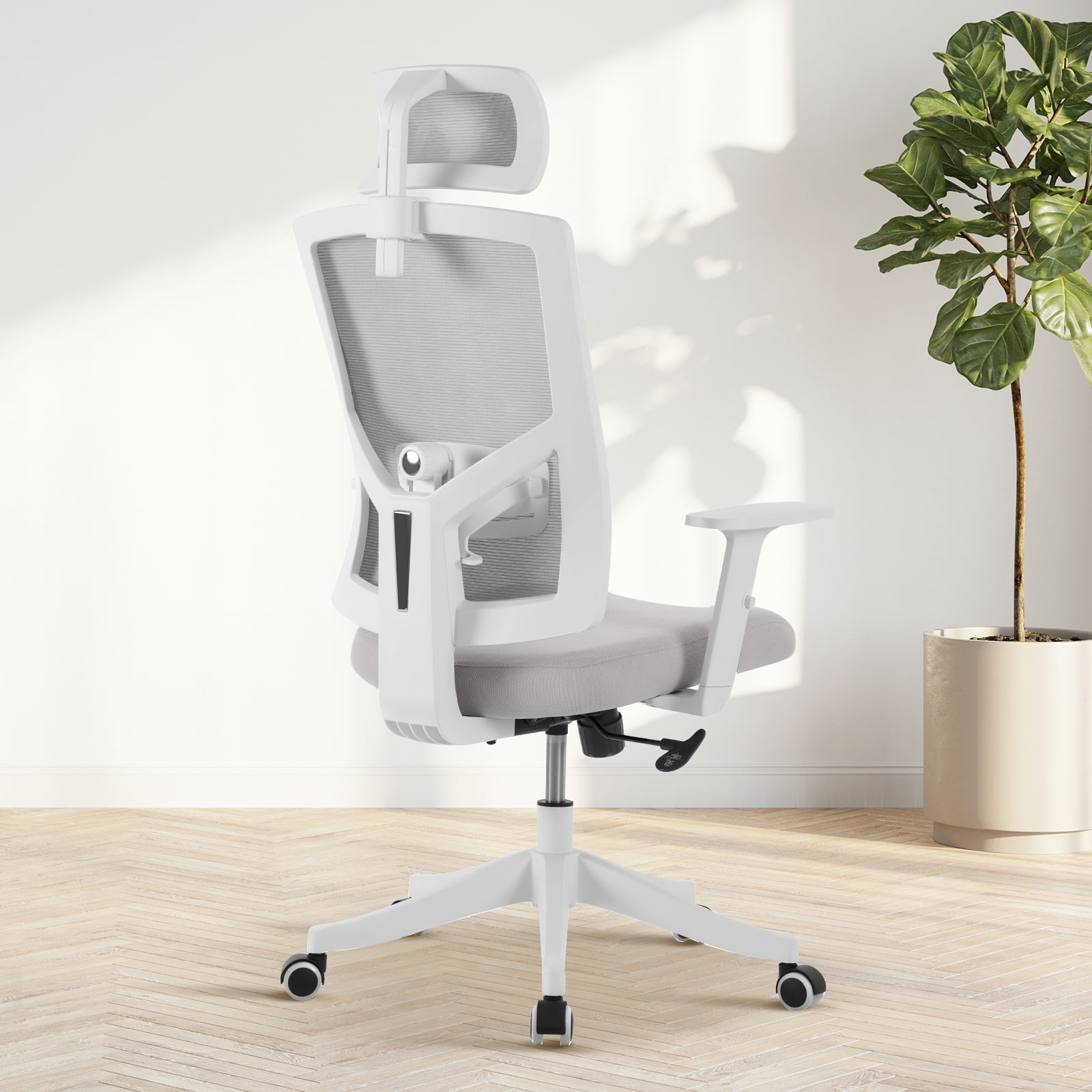 Ergonomic Office Chair with Adjustable Lumbar & Headrest, Adjustable Mesh Desk Chair with Lumbar Support, High Back Swivel Computer Chair with Armrests, Comfortable Desk Chair for Gaming, Studying