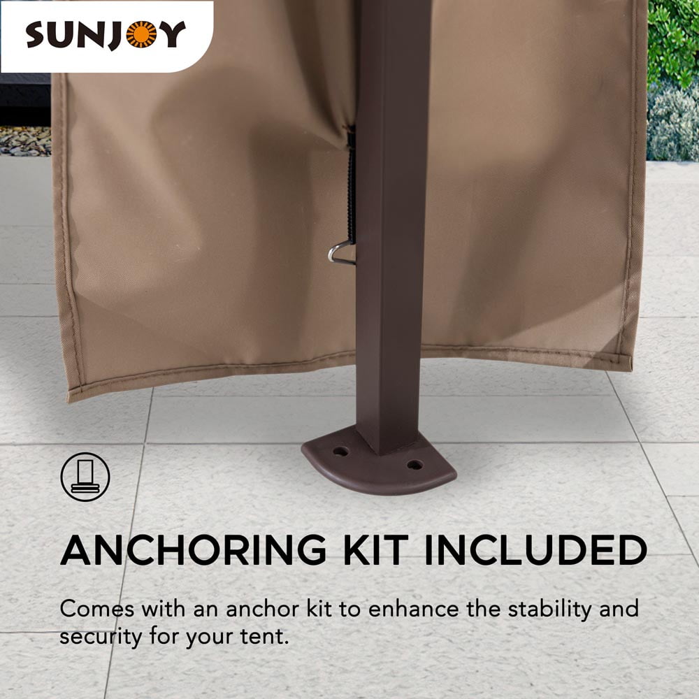 Sunjoy Toiture de jardin pliante portable en acier Patio 3.3 x 3.3 m, kaki