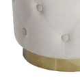 thumbnail image 4 of Kate 18 Inch Round Button Tufted Ottoman, Velvet, Gold Metal Base, White, 4 of 5