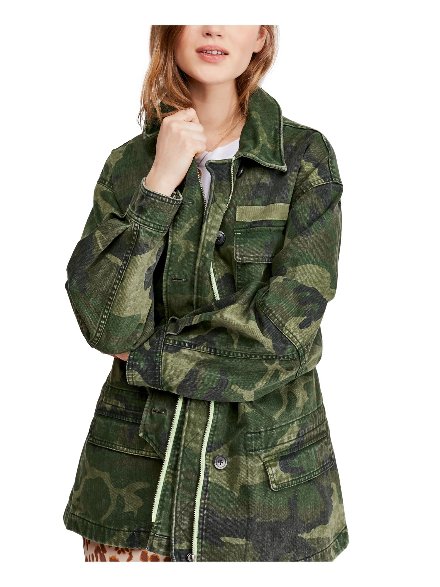 FREE PEOPLE Womens Green Cotton 