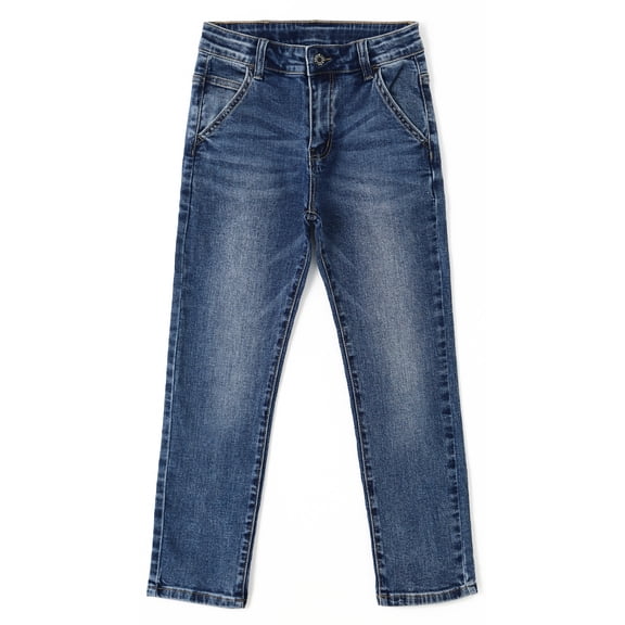 KIDSCOOL SPACE Big Boys Jeans,Elastic Band Inside Simple Design Denim Pants,Light Blue,9-10 Years