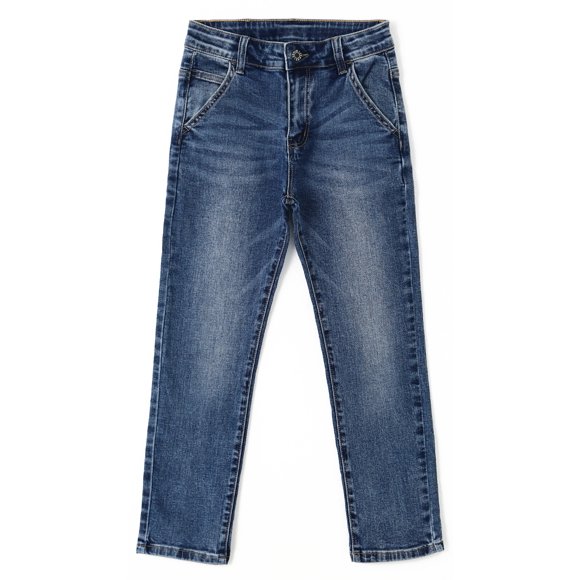KIDSCOOL SPACE Big Boys Jeans,Elastic Band Inside Simple Design Denim Pants,Light Blue,12-13 Years