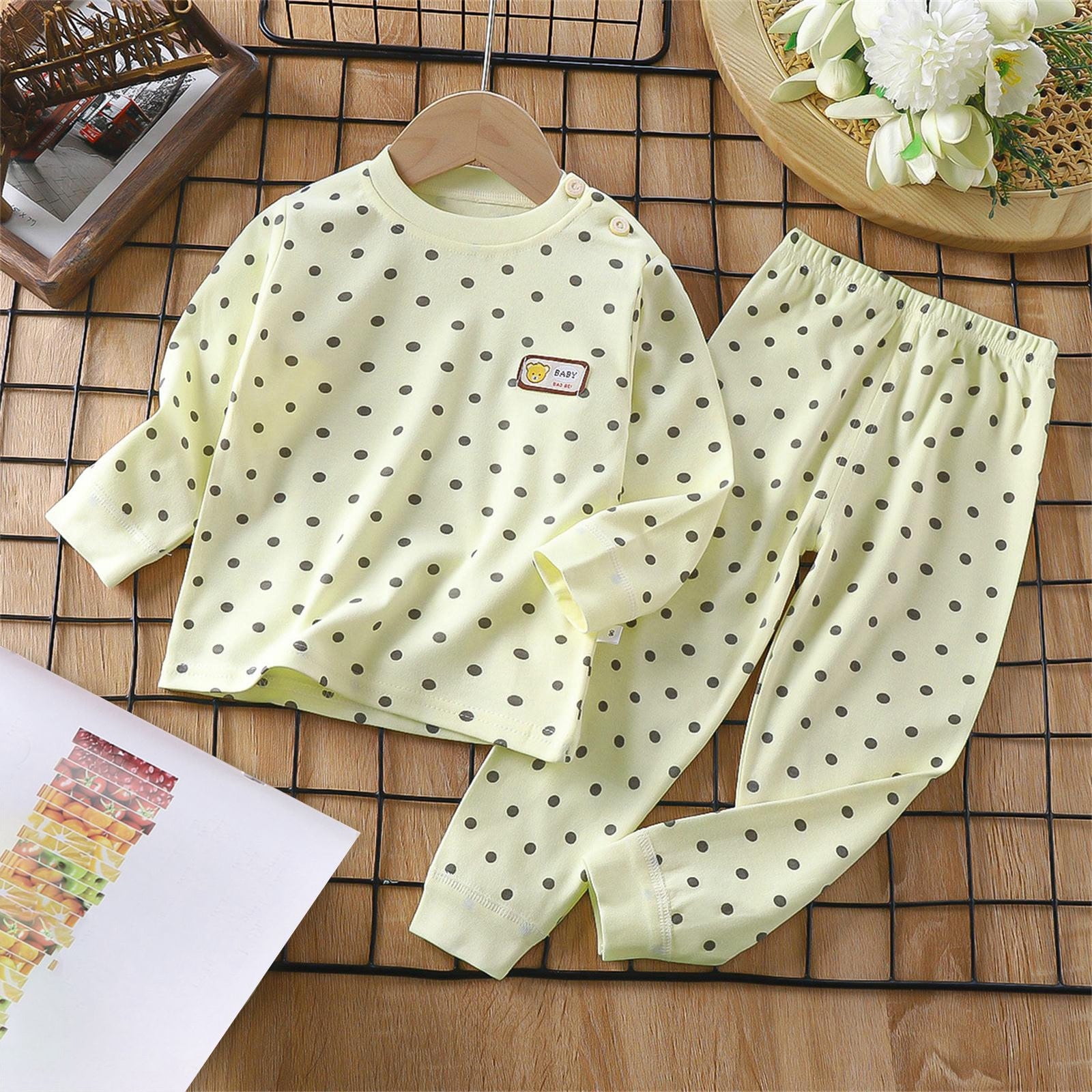 TAIAOJING Boys Girls Pajamas Set Kids PJs Children s Underwear Cartoon Animal Cute Print Set Cotton Baby Long Sleeve Pajamas Homewear 12-18 Months