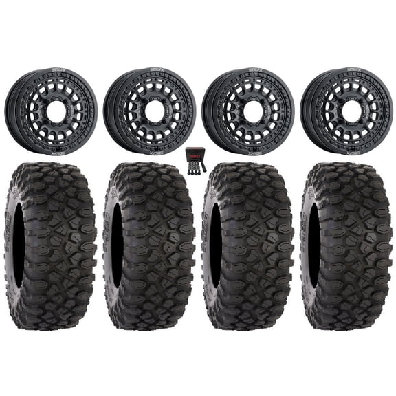 MetalFX Hitman Beadlock 15" Wheels Black 30" XC450 Tires Can-Am Maverick X3 / Honda Pioneer 1000 / Talon