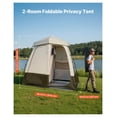thumbnail image 2 of Camping Shower Tent, 2 Room Portable Privacy Tent for Outdoor Changing, 150D Oxford Fabric, UPF 50+, Waterproof, w/ Stakes & Bag, 2 of 9