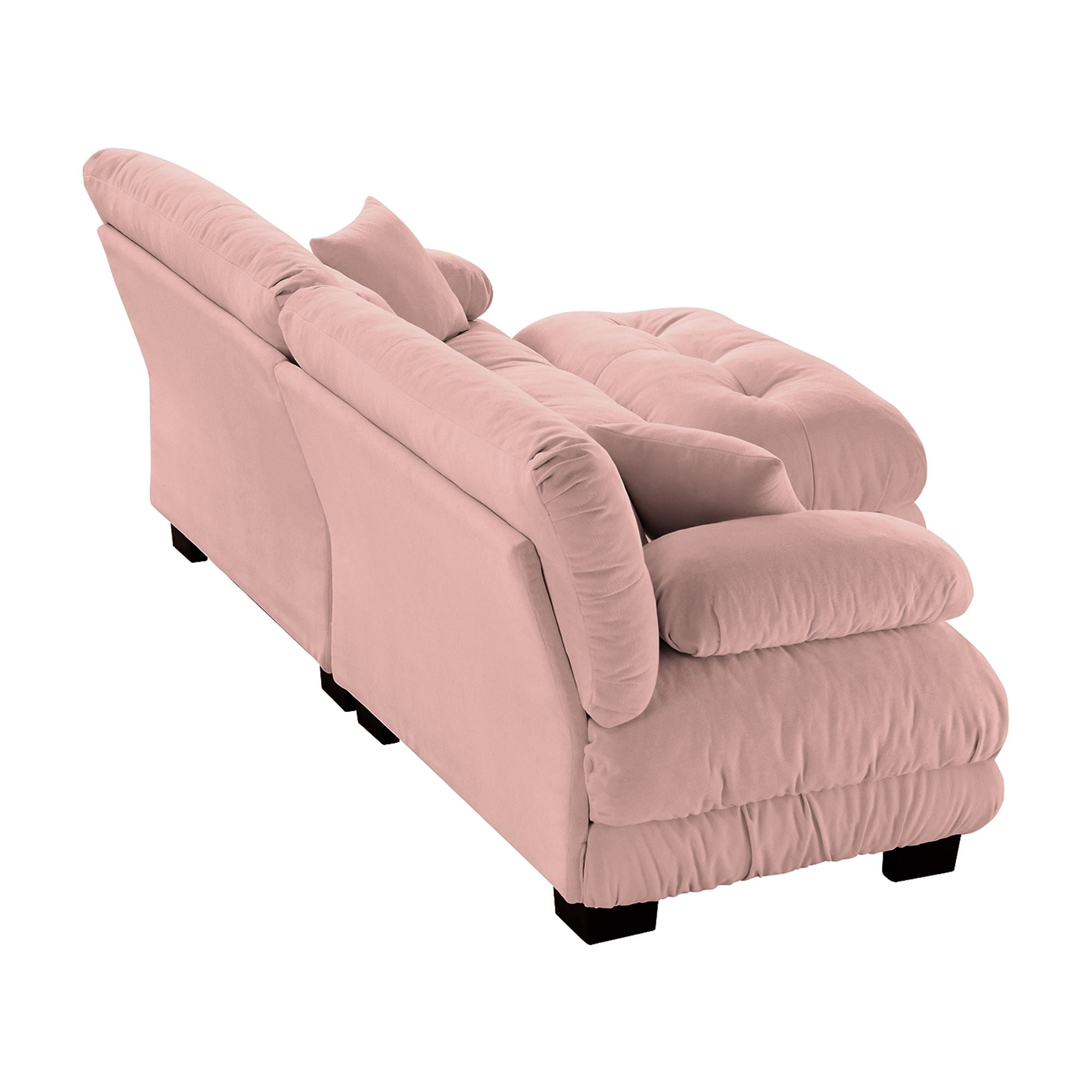 Gewnee Loveseat Pink Chenille Cloud Couch Sectional Sofa,2-Seater Upholstered Wide Arm Sofa with Convertible Ottoman for Living Room