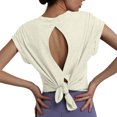 thumbnail image 5 of ShomPort Women's Short Sleeve Workout Tops Open Back Round Neck Tees Yoga Running Gym T-Shirts, 5 of 5