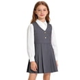 thumbnail image 1 of FYDUU Robes d'Été pour Filles Tenue d'Uniforme Scolaire Robe Sans Manches Plissée Robe Trapèze Polyvalente Mini Robe Robe d'Été Décontractée pour Enfants 12-13 Ans, 1 of 3