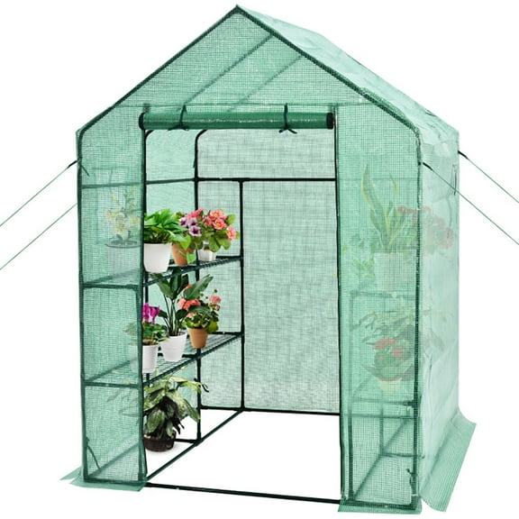 Topcobe Walk-in Greenhouse 56 x 56 x 77 Inch Gardening with Observation Windows, Small Outdoor Grow Tent for Garden