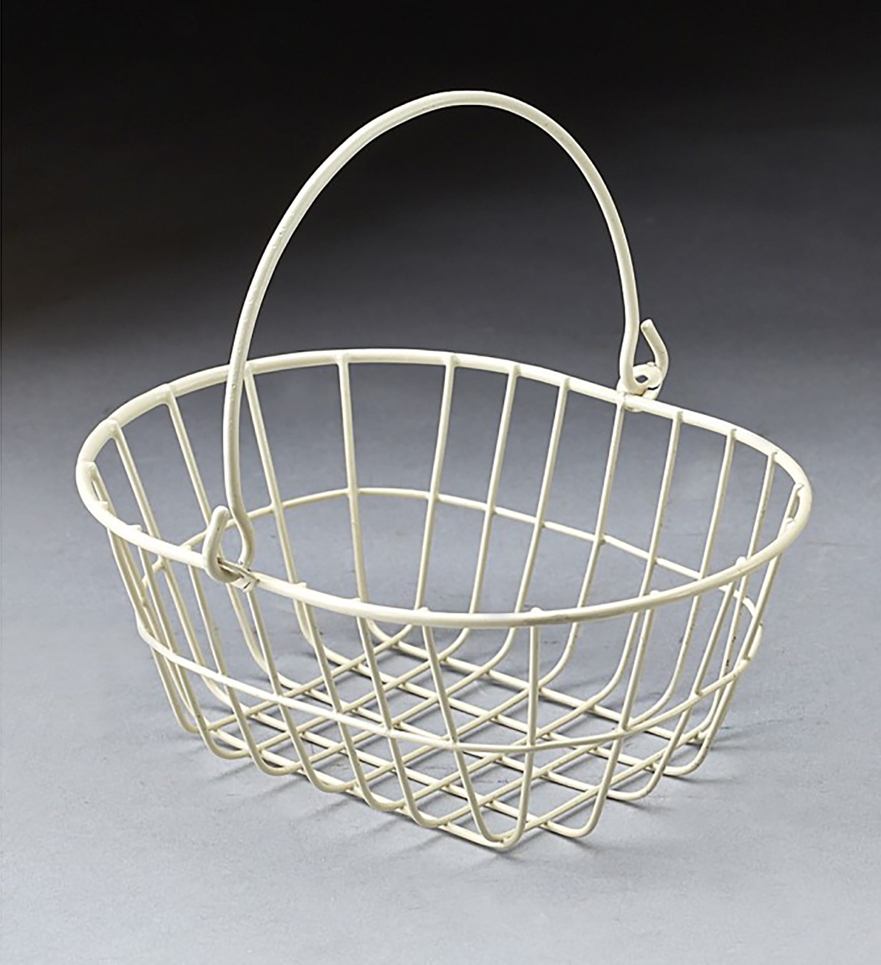 White wire metal oval basket with drop handle Walmart