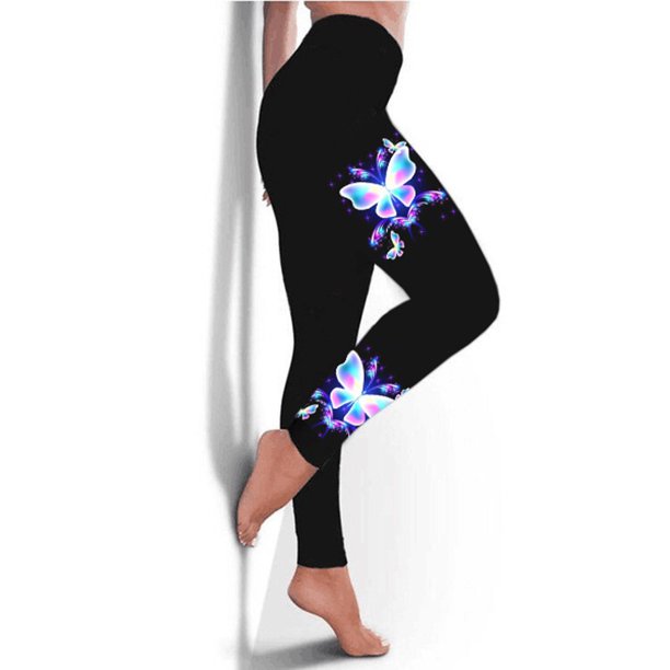 Podplug Yoga Pants Women, Women Fashion Butterfly Print Yoga Pants Plus