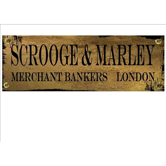 Metal Tin Sign Scrooge Christmas Carol Vintage Style Metal Sign Christmas Decor Wall Decoration Art 4x16 Inch