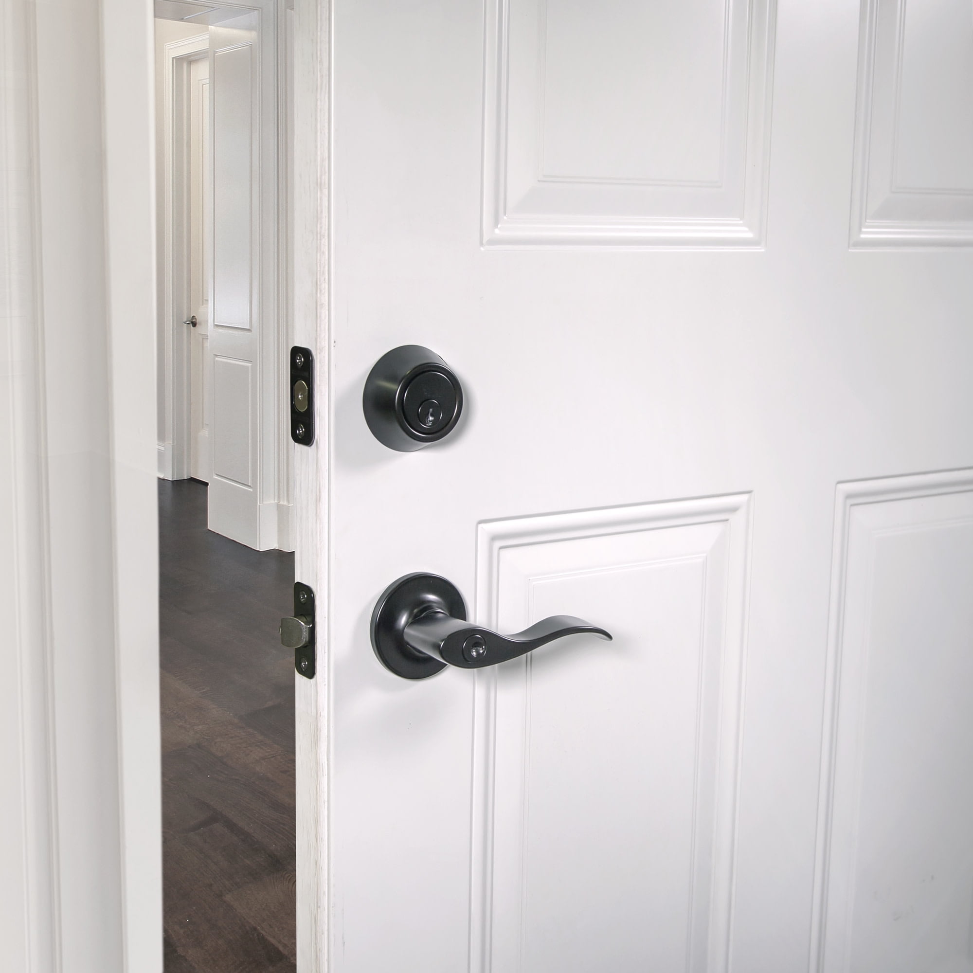 Design House Pro Deadbolt 2-Way Single Cylinder Deadbolt with Latch, Matte Black