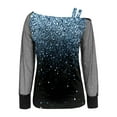 thumbnail image 5 of Womens T Shirts Tops Elegant Sequins Long Sleeve Fall Clothes for Women Tees Blouses Sky Blue Size L, 5 of 5