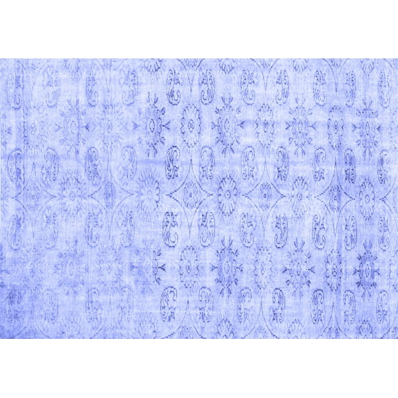 Ahgly Company Machine Washable Indoor Rectangle Persian Blue Traditional Area Rugs, 6' x 9'