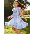 thumbnail image 4 of Aideaone Girls Dresses Ruffle Sleeveless A-Line Cute Church Dress Flutter Hem Butterfly Sundress with Belt 7-13 Years, 4 of 7