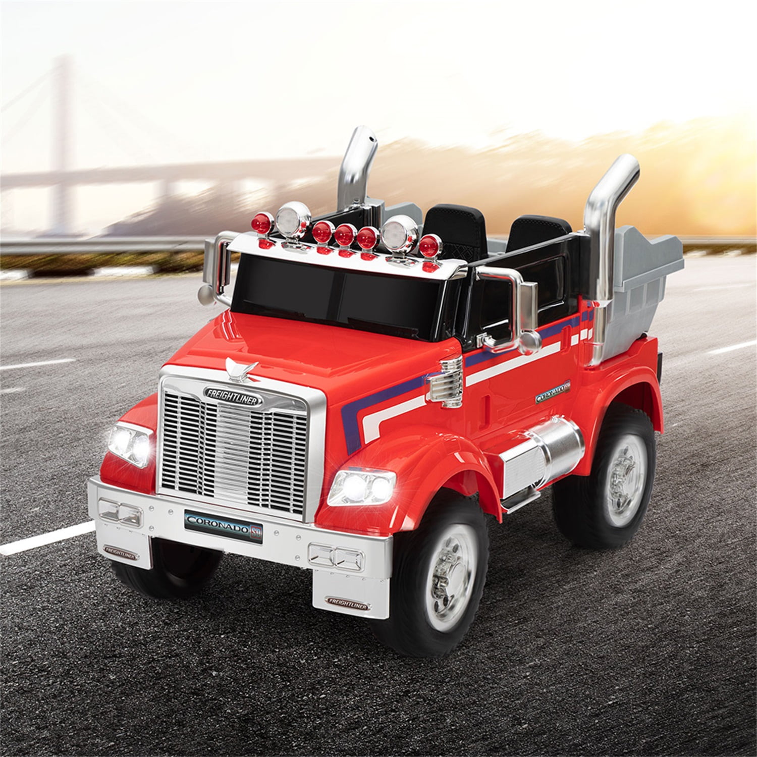 CIPACHO Kids Battery 12V Ride On Electric Car Toy, Optimus Prime Truck with Remote Control, Transformers Die-Cast Vehicle, Music, Rear Loader, Red